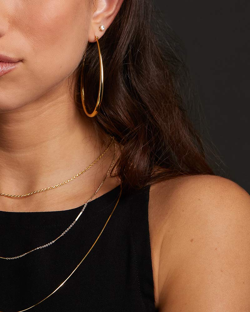 MILLA Oval Hoop Earrings - 14K Gold Plated, Rose Gold Plated and Sterling Silver Plated Hoop Earrings for Women - Hypoallergenic & Lightweight (14K Gold Plated / 65 mm / 2.6 inches) - Image 4